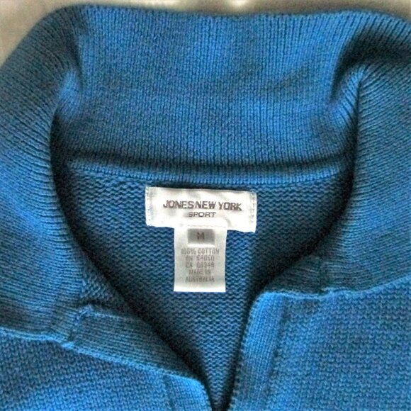 100% Cotton Cerulean Blue Collar Pullover Sweater - Picture 4 of 10